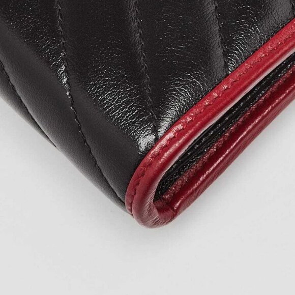 Gucci Black/Red Quilted Leather Marmont Torchon Mini Chain Wallet Clutch Bag - Picture 4 of 11